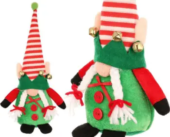 Figurinë dekorative Krishtlindjesh Saska Christmas Elf, 28cm, poliester, kuqe jeshile