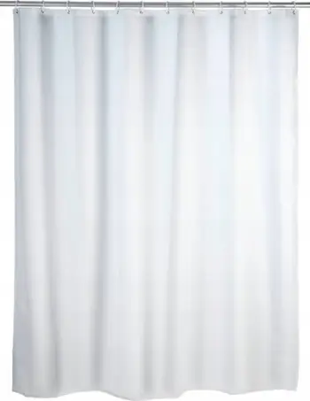 Perde dushi WENKO 19146100 Uni White, 100% poliester, me 12 unaza, e bardhë