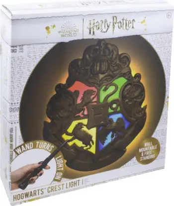 Dritë dekorative Harry Potter Hogwarts Crest, 35cm, telekomandë shkop magjik, shumëngjyrëshe