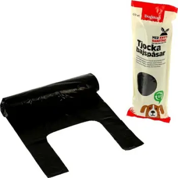 Qese higjienike për qen Dogman Poop Bags with Handle, 60 copë, 22x27cm, të zeza