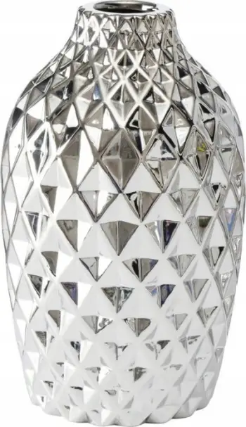 Vazo qeramike Boltze Ceramic Vase, 25cm, me shkëlqim, argjend
