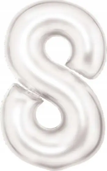 Balonë dekorativ me helium Numri 8 Satin White, 86cm, i bardhë