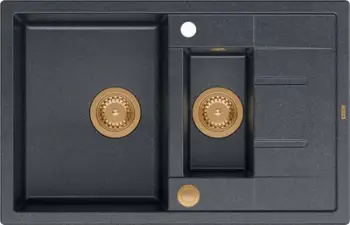 Lavabo kuzhine graniti Quadron Morgan, dy vula, black copper