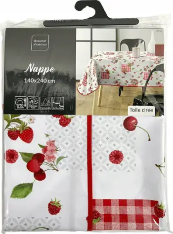 Mbulesë tryeze PVC me qershi, 140 x 240 cm, e kuqe