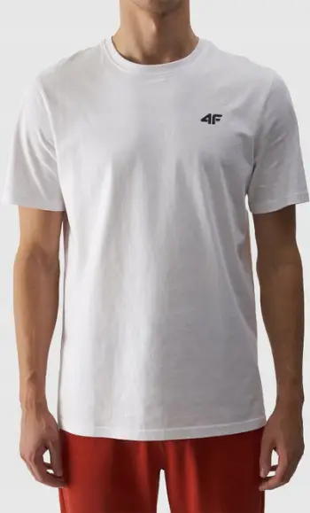 Bluzë T-shirt për meshkuj 4F M 4FWMM00TTSHM1843, 100% pambuk, prerje regular, e bardhë