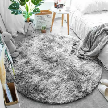 Tapet rrumbullak Strado Round Rug Ombre, 200x200 cm, shaggy, gri e hapur