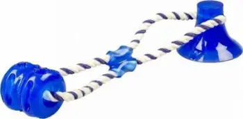 Lodër për qen Duvoplus Tug n Chew, me top gome, me kupë vakumi, blu