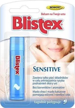 Balsam buzësh Blistex Sensitive, me gjalpë shea, pa aromë