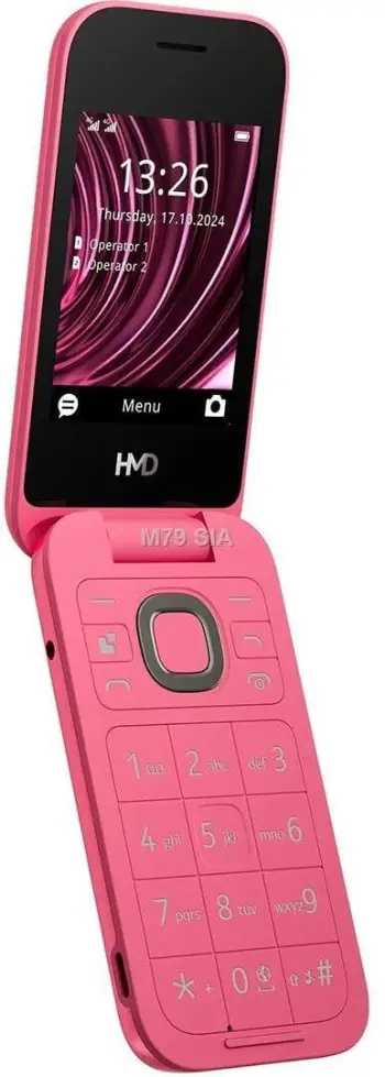Telefoni HMD 2660 Flip, ekran i madh, butona të mëdhenj, i kuq