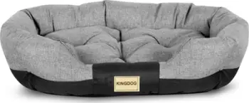 Krevat oval për qen AIO, XXL 130 x 105 cm, materiale rezistente, gri