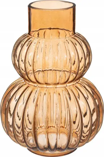 Vazo qelqi Atmosphera Rivi Amber, 25cm, dekorative, ngjyrë amber