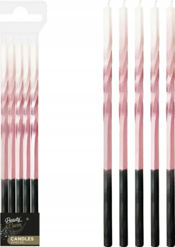 Qirinj ditëlindjeje ALBI Ombre Pink, 15 cm, set 5 copë, rozë