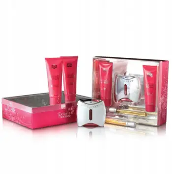 Set parfumi Brand Extasia për femra, EDP 100ml, me xhel dushi dhe qumësht trupi, rozë