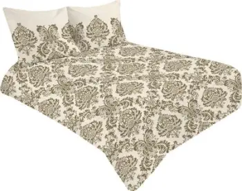 Set jorgani Satin Bedding Glamour, 220x200 cm, pambuk sateni, ecru me ornamente ari