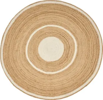 Tapet rrumbullak Beliani HALFELI, 140 cm, jute dhe pambuk, bezhë krem