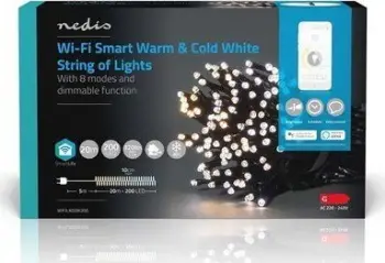 Drita dekorative Nedis WIFILX02W200, LED, 20m, të bardha të ngrohta dhe të ftohta