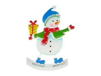 Stoli dekorativ dëborëbardhë metalik Snowman, 21cm, shumëngjyrësh