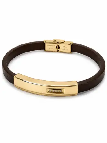 Dorzore Elegante për Meshkuj me Metal Gold dhe Lëkurë Kafe