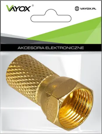 Konektor antene Vayox Plug F, kompresion, për kabllo 6.8 mm, i artë