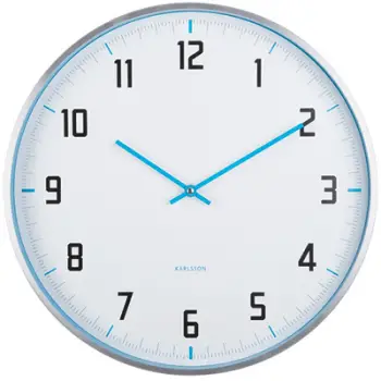 Orë muri Karlsson KA5969BB, 40mm, i bardhë/kaltër