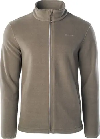 Bluzë fleece për meshkuj Hi-Tec Nader M, zinxhir i plotë, xhepa me zinxhir, ngjyrë ulliri