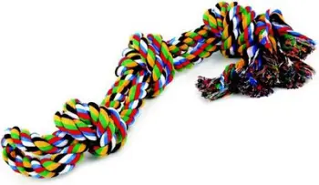 Lodër për qen Dingo Double Rope Three Knots, litar pambuku, 60cm, shumëngjyrëshe