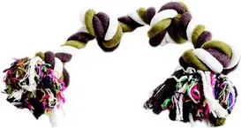 Lodër për qen DINGO Braided Rope, litar i thurur me 2 nyje, 42 cm, shumëngjyrëshe