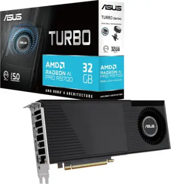 Kartë grafike ASUS Radeon AI Pro R9700 Turbo, 32GB GDDR6, PCIe 5.0, e zezë