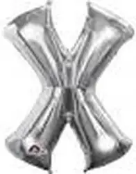 Balon Litera "X" 81cm srebrny (MZAB0064)