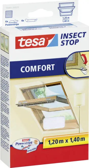 Rrjetë kundër mushkonjave për dritare Tesa Standard, 120x140 cm, e bardhë