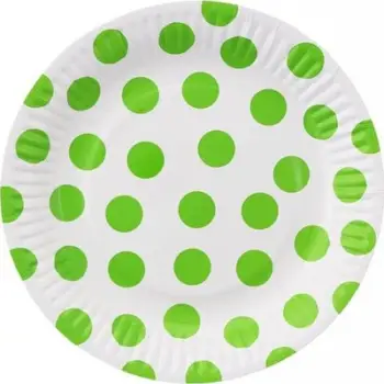 Pjata letre ALBI Light Green Dots, 18cm, set 6 copë, jeshile e çelët