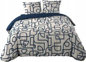 Set posteli Labyrinth, dopio 240x220 cm, pambuk 100%, blu marinë ecru