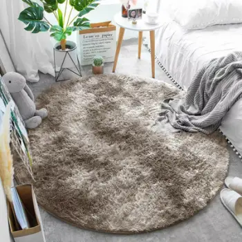 Tapet rrumbullak Strado Round Rug Ombre, 100x100 cm, shaggy 3.5 cm, bezhë ombre