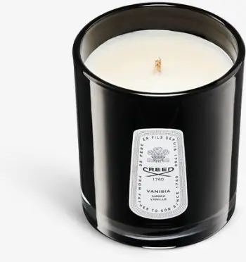 Qiri aromatik Creed Vanisia, 220g, aromë amber dhe vanilje, i zi