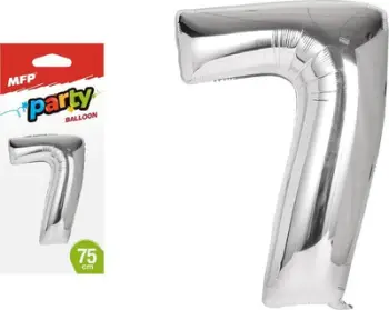 Balon helium MFP Party numri 7, folie, 75cm, argjendt me shkëlqim