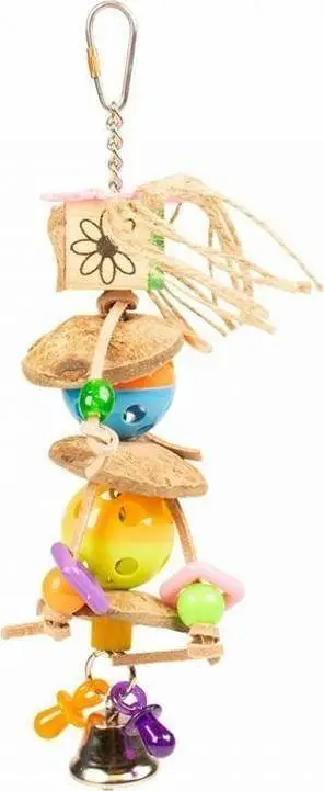 Lodër për zogj Duvo+ Bird Toy Coconut, 27.5x7x7cm, natyrale