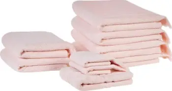 Set peshqirësh Beliani ATIU, 9 copë, pambuk terry, rozë pastel