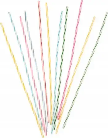 Qirinj spiral për tortë Amscan Jackstraws, 18 cm, set 24 copë, shumëngjyrësh