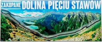 Magnet dekorativ suvenir I Love Poland Zakopane, Valley of Five Ponds, panoramë malore, shumëngjyrësh