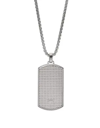 Qafore për meshkuj Emporio Armani Dog Tag EGS2986040, 52.5cm, e argjendtë
