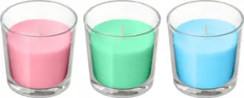 Set qirinj të parfumuar Arti Casa, 3 copë, në gotë qelqi, shumëngjyrësh
