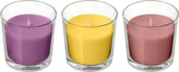 Set qirinj të parfumuar Arti Casa, 3 copë, në gotë xhami, shumëngjyrësh