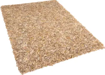 Tapet shaggy pa markë, lëkurë natyrale, 140 x 200 cm, beige