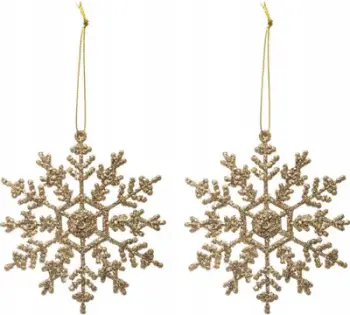Ornament Krishtlindjesh Golden Scale, set 2 copë, plastike, ngjyrë ari