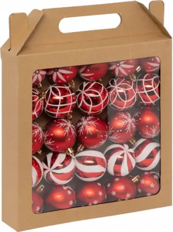 Set toptha Krishtlindjesh Atmosphera Colorama de Noel, 25 copë, 6cm, të kuqe dhe të bardhë