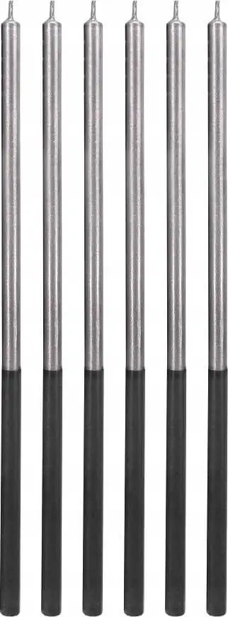 Qirinj për ditëlindje Godan Platinum, 14.5cm, set 6 copë, ngjyrë argjendi