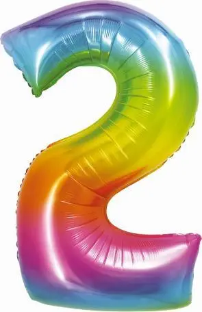 Balon folie numër 2 ALBI, 76 cm, rainbow, shumëngjyrëshe