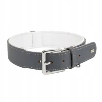 Qafore qeni Barry King Leather, S 33-40 cm, lëkurë natyrale, gri me të bardhë