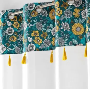 Perde BohoFlora Curtain, 140x240 cm, me unaza metalike, e bardhë