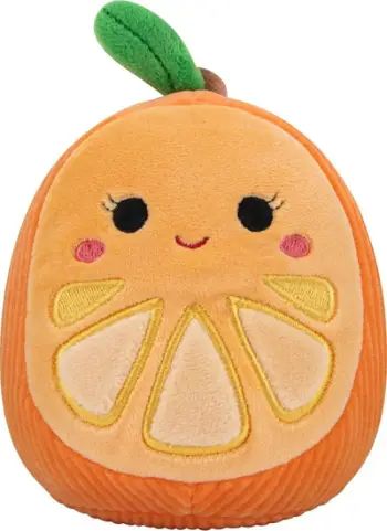 Lodër pelushi për qen Squishmallows Celia Orange Slice, 7", ultra e butë, portokalli